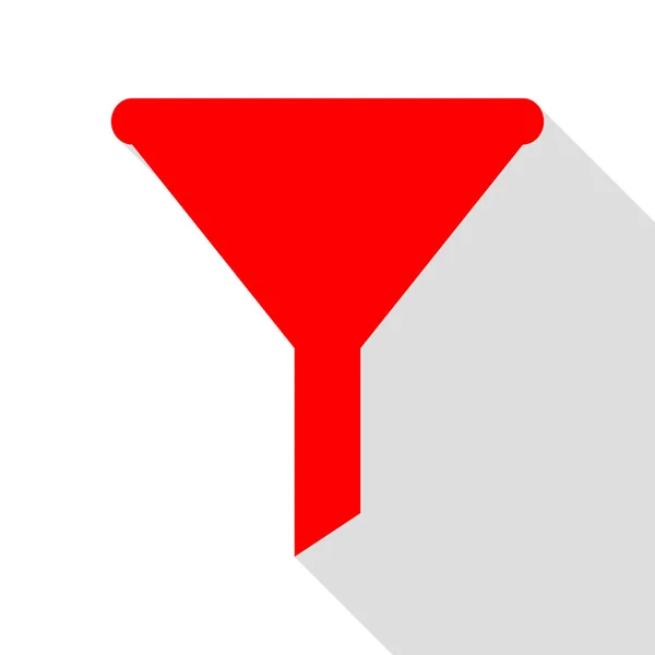 Filtri il segno semplice. Icona rossa con percorso ombra in stile piatto . — Vettoriale Stock