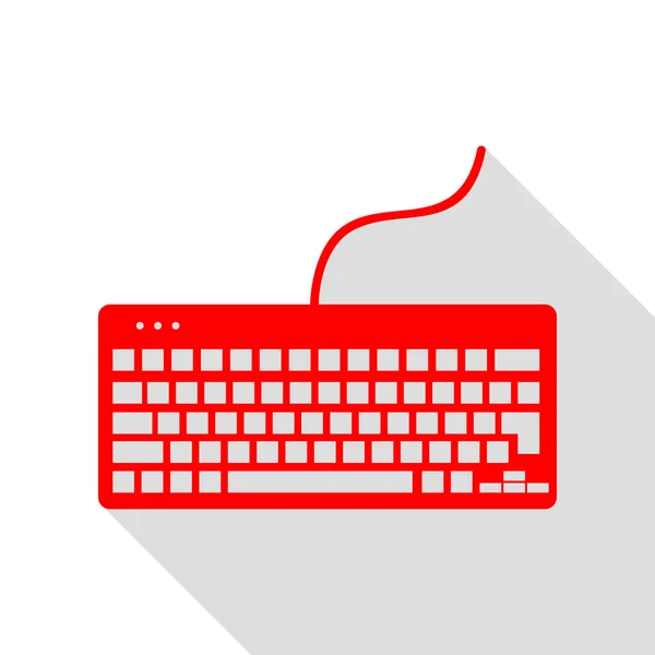 Clavier simple signe. Icône rouge avec chemin d'ombre de style plat . — Image vectorielle
