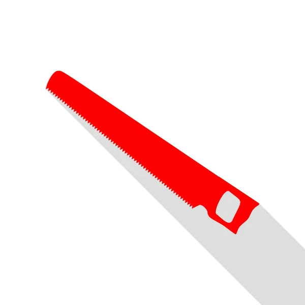 Såg enkel skylt. Röd ikon med platt stil skugga sökväg. — Stock vektor