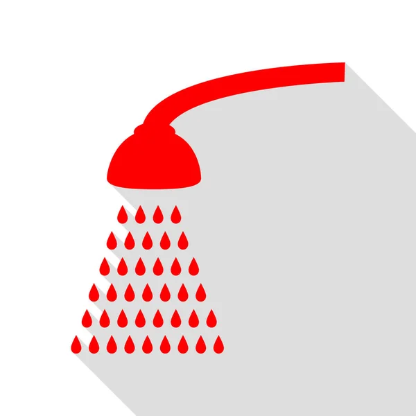 Shower simple sign. Red icon with flat style shadow path. — Stockvector