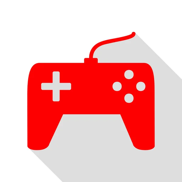 Joystick simple signe. Icône rouge avec chemin d'ombre de style plat . — Image vectorielle