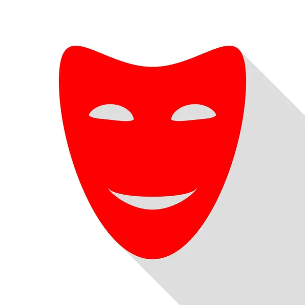 Theatralische Masken. rotes Symbol mit flachem Schattenpfad. — Stockvektor