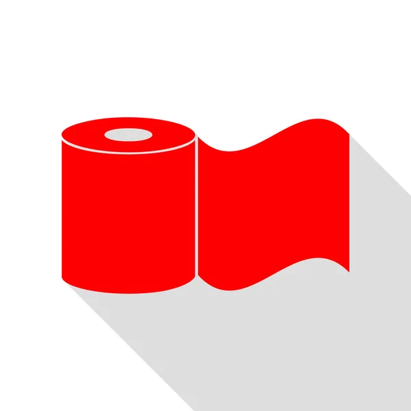 Wc-papier teken. Rode pictogram met vlakke stijl schaduw pad. — Stockvector