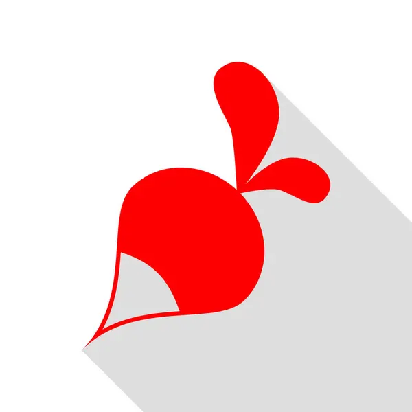 Sinal simples de rabanete. ícone vermelho com caminho de sombra de estilo plano . — Vetor de Stock