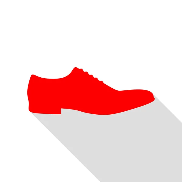 Chaussures homme signe. Icône rouge avec chemin d'ombre de style plat . — Image vectorielle