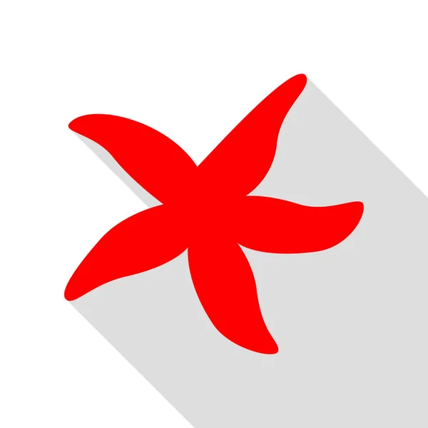 海の星の記号。フラット スタイルのシャドウのパスの付いた赤いアイコン. — ストックベクタ