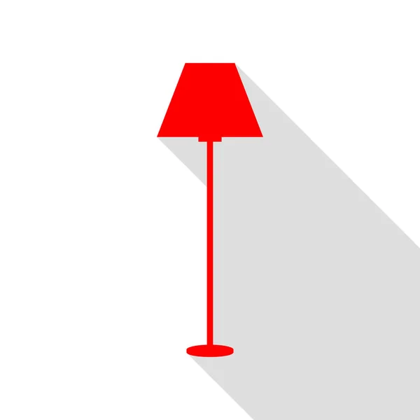 Lámpa egyszerű jel. Piros ikon, lapos stílusú shadow elérési útja. — Stock Vector