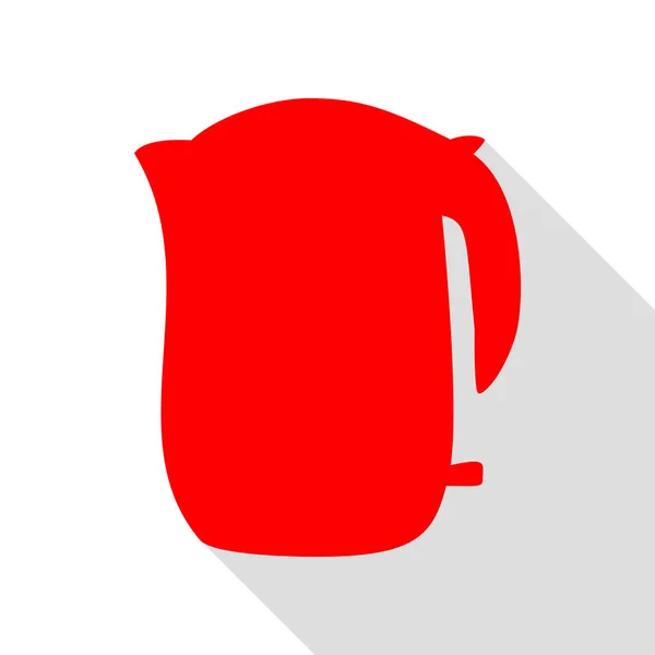 电热水壶的标志。红色图标与平面样式阴影路径. — 图库矢量图片