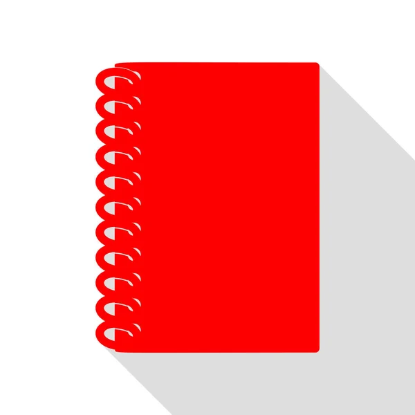 Señal simple de cuaderno. Icono rojo con camino de sombra de estilo plano . — Vector de stock