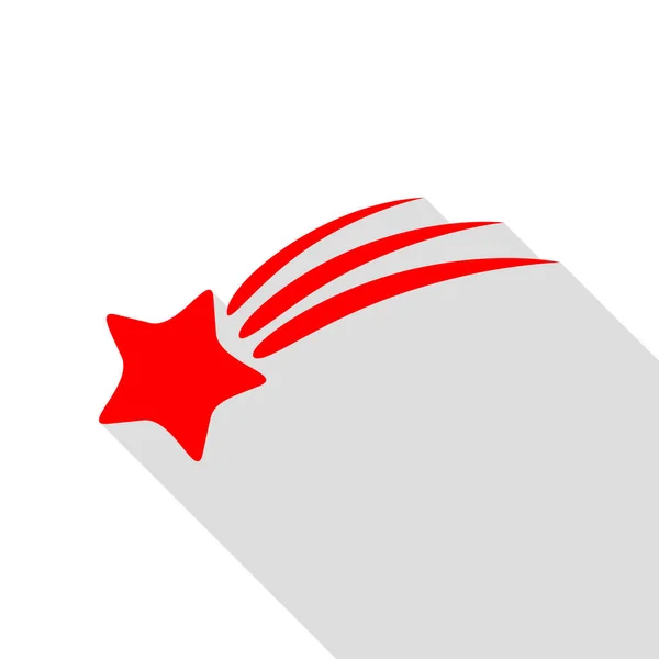Διάττων αστήρ σημάδι. Κόκκινο εικονίδιο με επίπεδη στυλ σκιάς διαδρομή. — Διανυσματικό Αρχείο