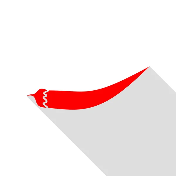 Chilli paprika znamení. Červená ikona s ploché styl stínu cestou. — Stockový vektor