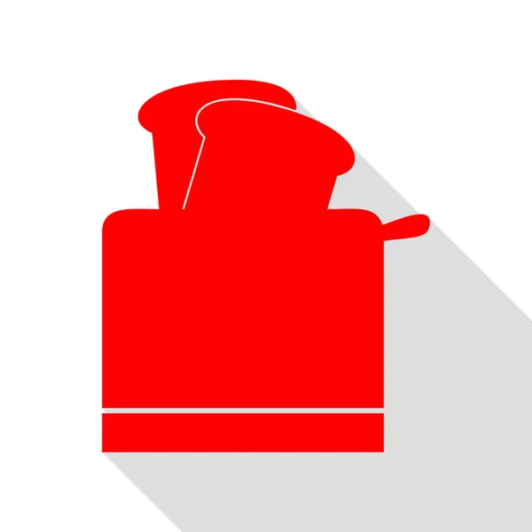 Простой тостер. Красная икона с плоской дорожкой теней . — стоковый вектор