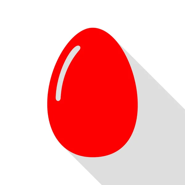 Chiken jajko znak. Czerwona ikona z ścieżkę cień płaski. — Wektor stockowy