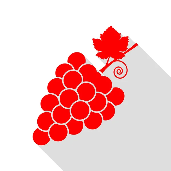 Ilustración signo de uvas. Icono rojo con camino de sombra de estilo plano . — Vector de stock