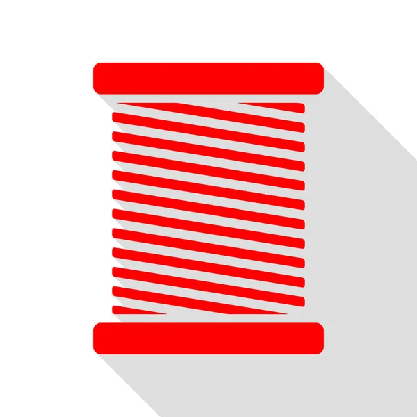 Иллюстрация знака нити. Красная икона с плоской дорожкой теней . — стоковый вектор