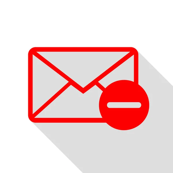 Ilustração do sinal de correio. ícone vermelho com caminho de sombra de estilo plano . — Vetor de Stock