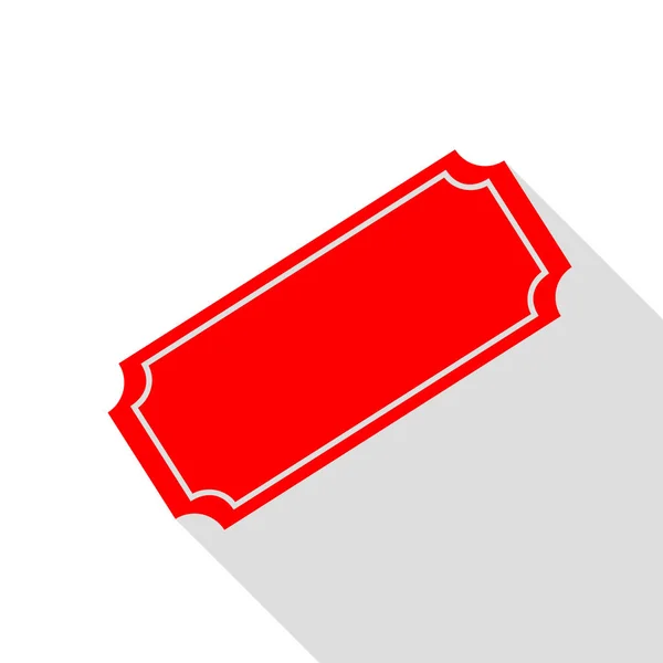 Biljett tecken illustration. Röd ikon med platt stil skugga sökväg. — Stock vektor