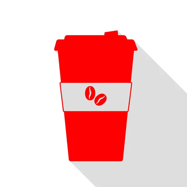 TV mikrofon tecken illustration. Röd ikon med platt stil skugga — Stock vektor