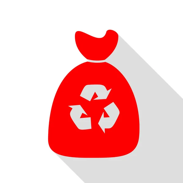 Müllsack-Ikone. rotes Symbol mit flachem Schattenpfad. — Stockvektor