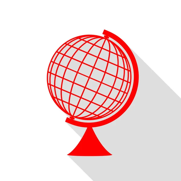 Глобус Землі знак. Червоний значок з плоскою стиль тіні шлях. — стоковий вектор