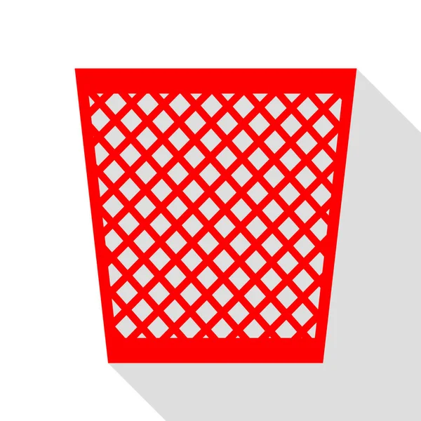 Изображение вывески мусора. Красная икона с плоской дорожкой теней . — стоковый вектор