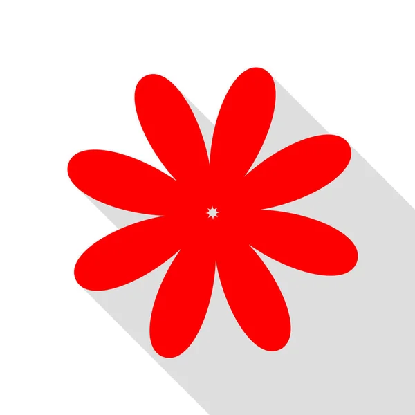Flor ilustração signo. ícone vermelho com caminho de sombra de estilo plano . — Vetor de Stock