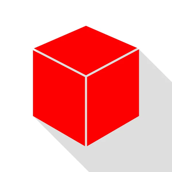 Kocka jel illusztráció. Piros ikon, lapos stílusú shadow elérési útja. — Stock Vector