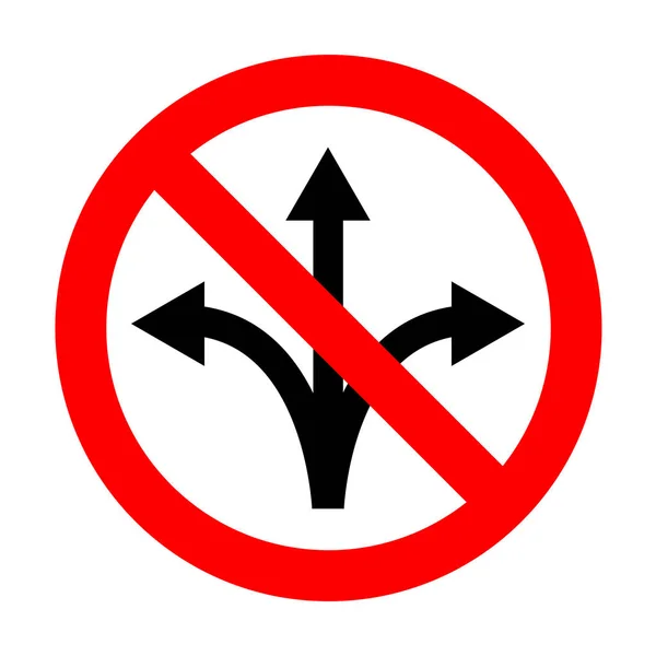 No Three-way direction arrow sign. — Stock Vector