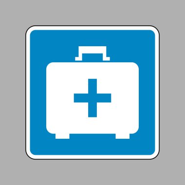 Tıbbi ilk yardım kutusu işareti. Beyaz adam olarak mavi işareti simgesine