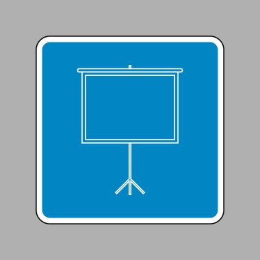 Boş projeksiyon perdesi. Beyaz arka plan olarak mavi işareti simgesine.