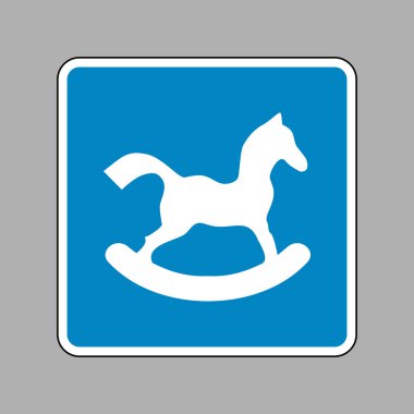 At oyuncak işareti. Beyaz arka plan olarak mavi işareti simgesine.