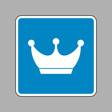 Kral taç işareti. Beyaz arka plan olarak mavi işareti simgesine.