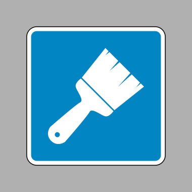 Fırça işareti illüstrasyon. Beyaz arka plan olarak mavi işareti simgesine.