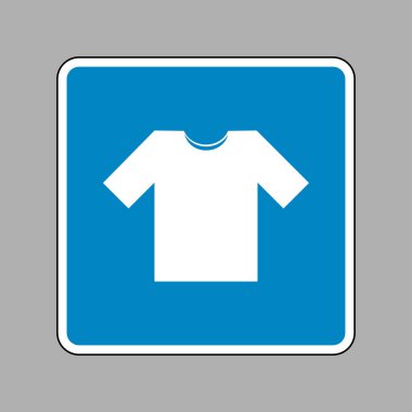 T-shirt işareti illüstrasyon. Beyaz arka plan olarak mavi işareti simgesine