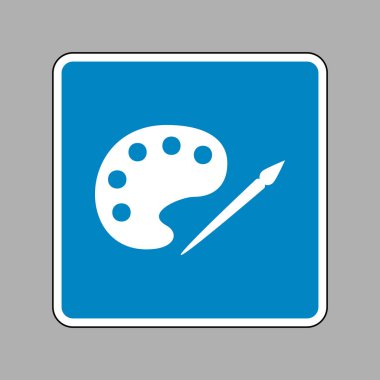 Palet ve boya fırça işareti. Beyaz mavi işareti olarak backgro simgesine