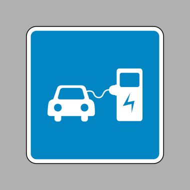 Elektrikli Araba pil şarj işaret. Beyaz mavi işareti olarak b simgesine