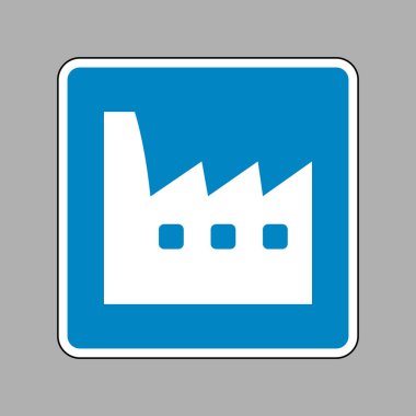 Fabrika işareti illüstrasyon. Beyaz arka plan olarak mavi işareti simgesine