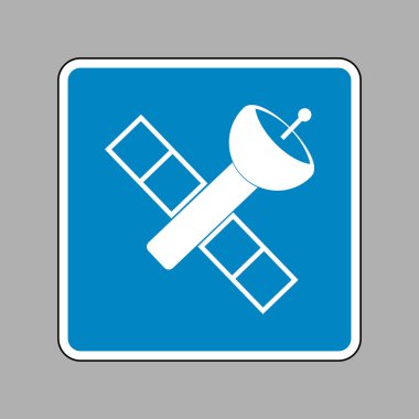 Uydu işareti illüstrasyon. Beyaz mavi işareti olarak backgrou simgesine