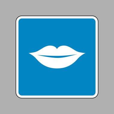 Dudaklar illüstrasyon işareti. Beyaz arka plan olarak mavi işareti simgesine.