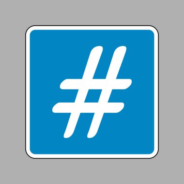 Hashtag işareti illüstrasyon. Beyaz arka plan olarak mavi işareti simgesine