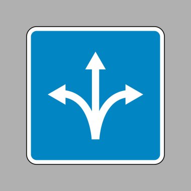 Üç yollu yön ok işareti. Beyaz mavi işareti olarak backg simgesine