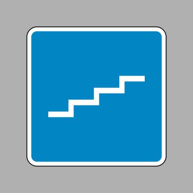 Merdiven tabela. Beyaz arka plan olarak mavi işareti simgesine.