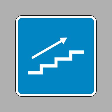 Merdiven ok ile. Beyaz arka plan olarak mavi işareti simgesine.