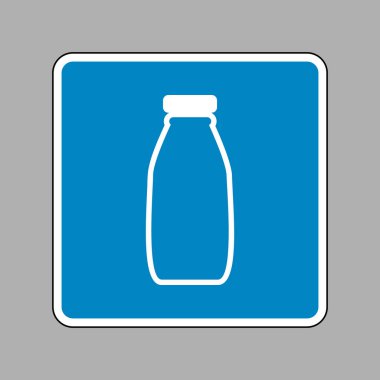 Süt şişesi işareti. Beyaz arka plan olarak mavi işareti simgesine.