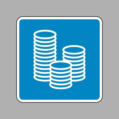 Para işareti illüstrasyon. Beyaz arka plan olarak mavi işareti simgesine.