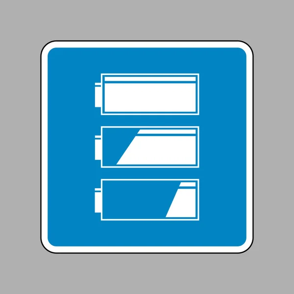 Σετ δείκτες στάθμης φόρτισης μπαταρίας. Λευκό εικονίδιο μπλε σημάδι — Διανυσματικό Αρχείο
