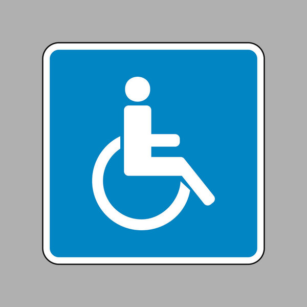 Disabled sign illustration. White icon on blue sign as backgroun