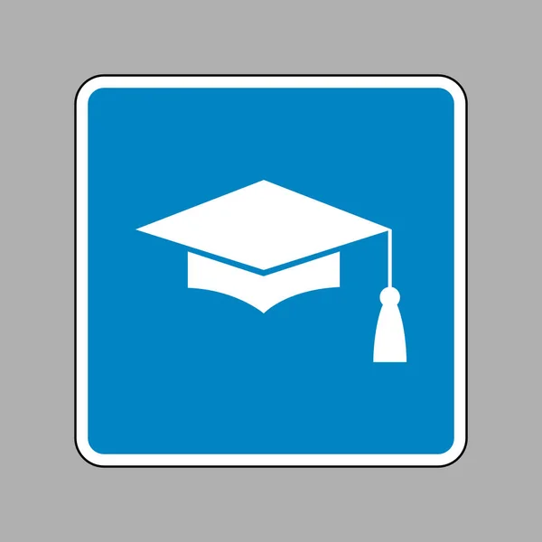 Mortel Board of Graduation Cap, symbool van het onderwijs. wit pictogram op — Stockvector