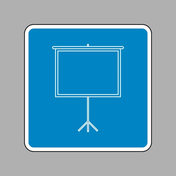 Blank Projection screen. White icon on blue sign as background. — Stock Vector