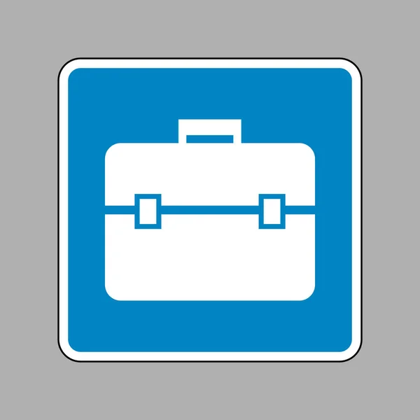 Иллюстрация знака портфеля. Белый значок на синем знаке в качестве обратного хода — стоковый вектор